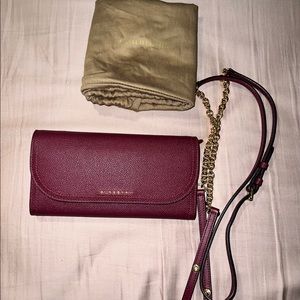 Authentic Burberry Crossbody Clutch Henley Wallet In Chain Dark Plum